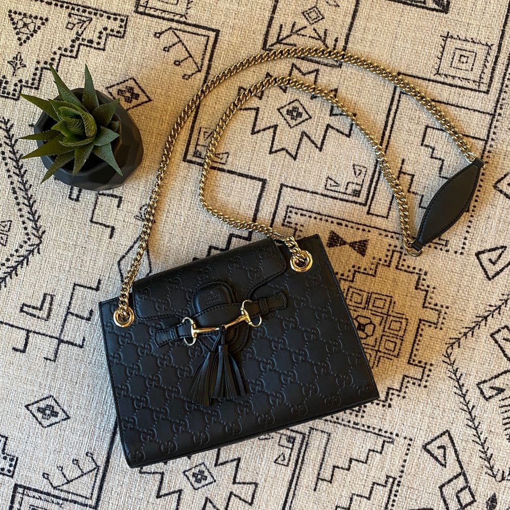 Gucci Guccissima Small Emily Shoulder Bag Black